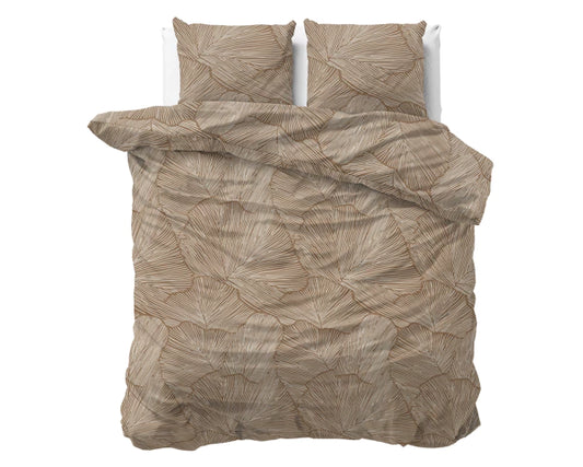 Lenjerie de pat, Sleeptime Pure Amber Beige/Brown, Bumbac 100%, 140x200/220 cm, 1 Fata Perna 60x70 cm, Design Modern