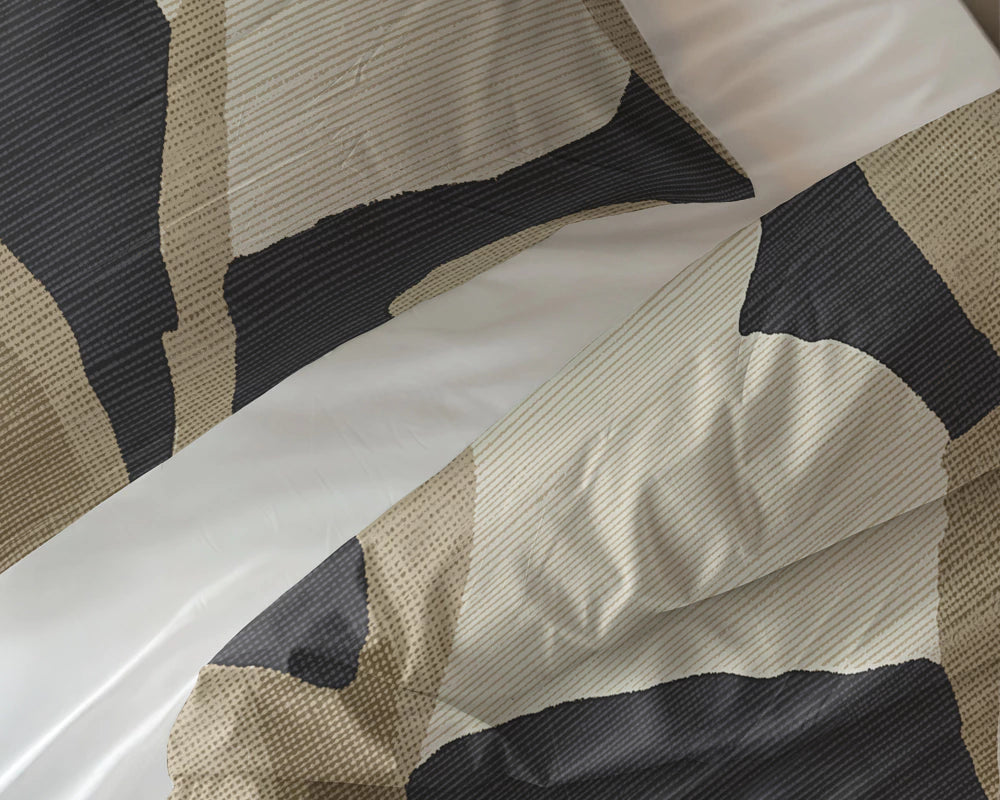 Lenjerie de pat premium, Sleeptime Pure Graphic Garden Anthracite 200 x 200/220 cm, 100% Bumbac, 2 Fete de Perna, Anti-alergic