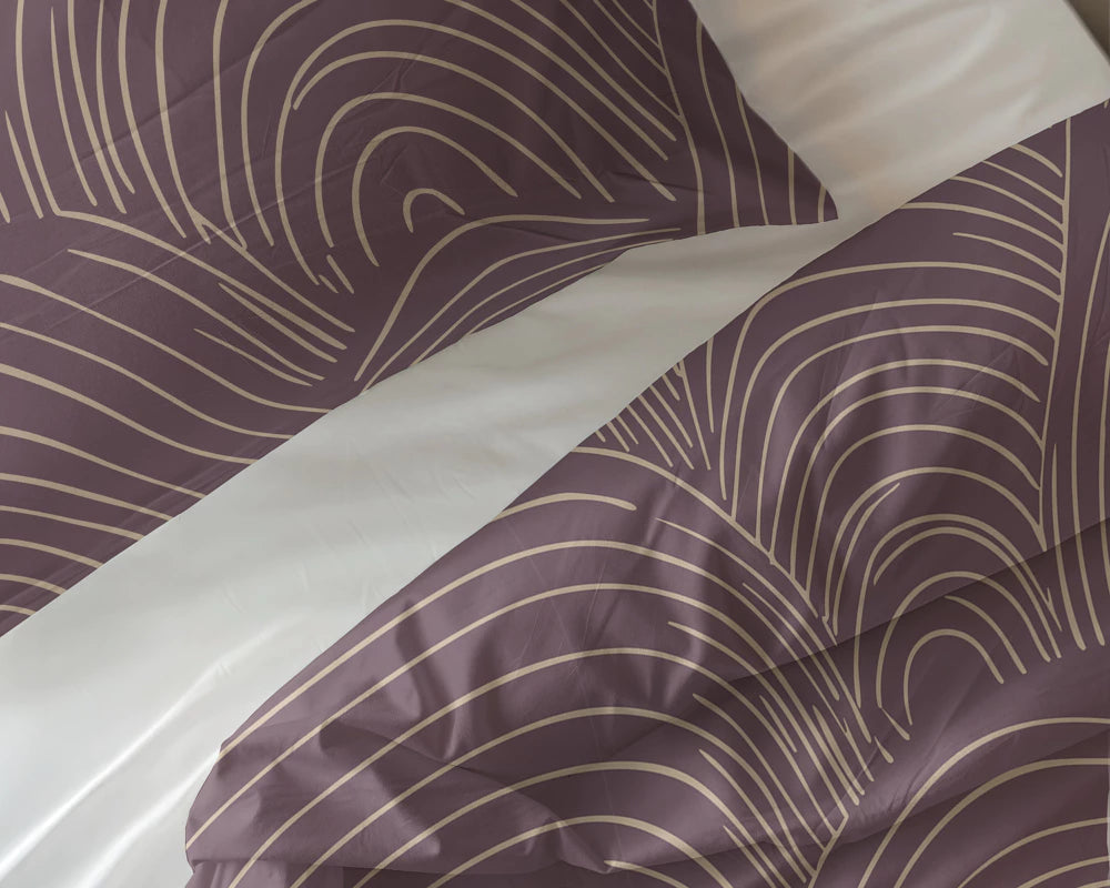 Lenjerie de pat premium, Sleeptime Pure Dreamscape Purple 200 x 200/220 cm, 100% Bumbac, 2 Fete de Perna, Anti-alergic