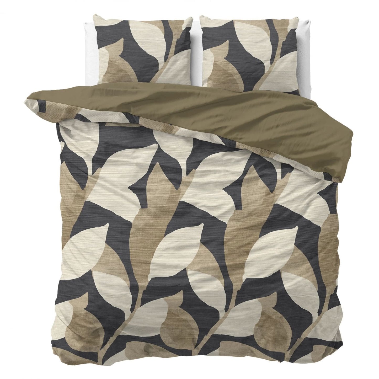 Lenjerie de pat, Sleeptime Pure, Graphic Garden Anthracite 140x200/220, 100% bumbac, 1 fata perna, T128, antialergic