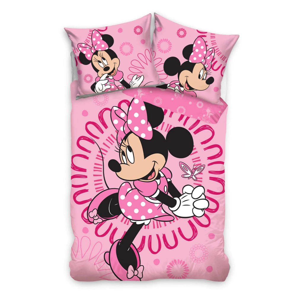 Lenjerie de pat Disney Minnie Sightly, 140x200cm, 100% bumbac, set complet, 1 față de pernă 70x90cm, multicolor