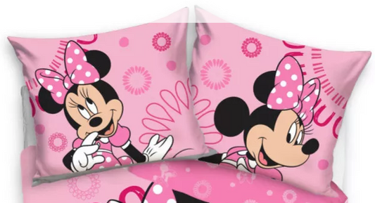 Lenjerie de pat Disney Minnie Sightly, 140x200cm, 100% bumbac, set complet, 1 față de pernă 70x90cm, multicolor
