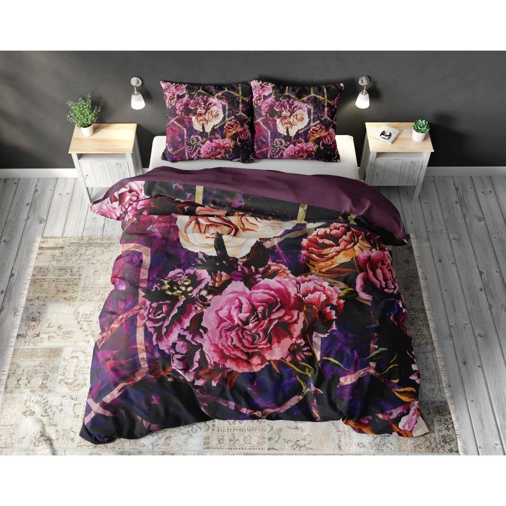 Set Lenjerie de pat, Sleeptime Marise Purple, Microfibra 100%, 140x200/220 cm, 1 Fata Perna 60x70 cm, Anti Alergic