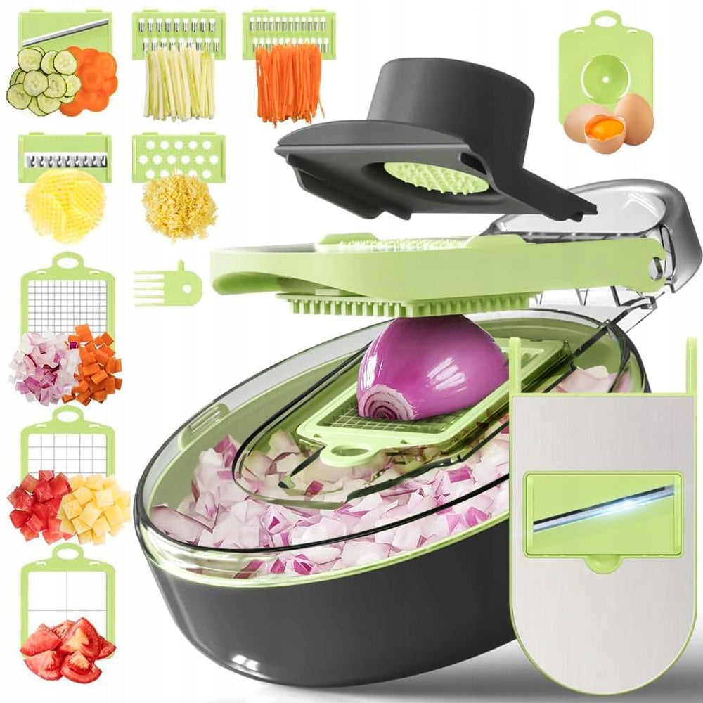 Vegetable & Fruit Slicer 9în1 – Răzătoare Multifuncțională cu 8 Lame și Separator Gălbenuș