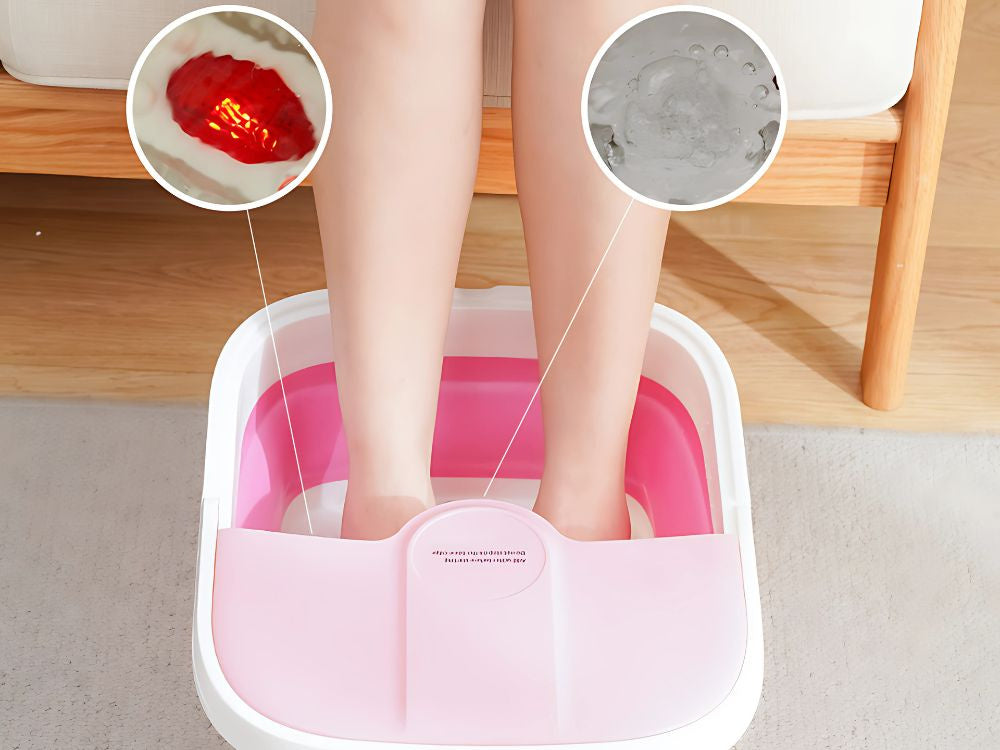 Aparat Masaj Picioare cu Incalzire, Bule si Role, Foot Spa Pliabil, 500W, 15L Capacitate