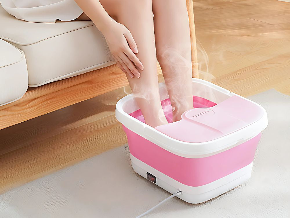 Aparat Masaj Picioare cu Incalzire, Bule si Role, Foot Spa Pliabil, 500W, 15L Capacitate