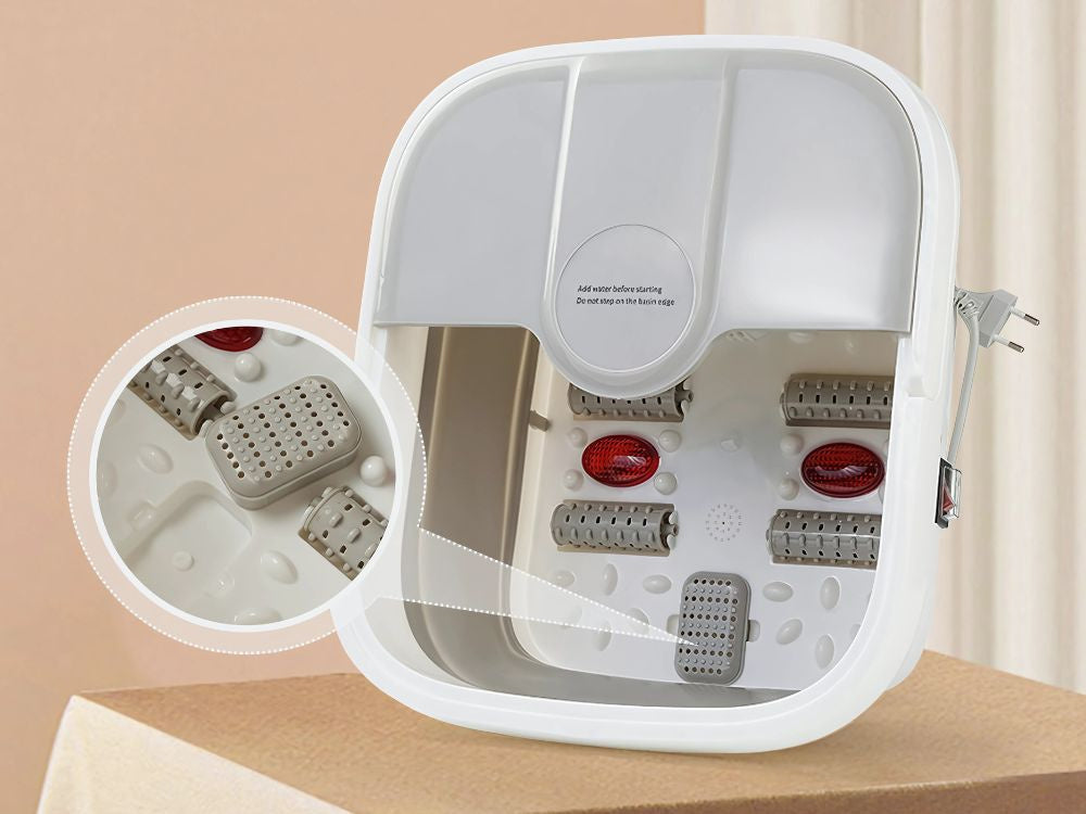 Aparat Masaj Picioare cu Incalzire, Bule si Role, Foot Spa Pliabil, 500W, 15L Capacitate