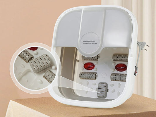 Cadita de Masaj, functie de Incalzire si Hidromasaj, pliabil,500W,15 lictri,110-240V,37.5x32.5 cm, culoare roz