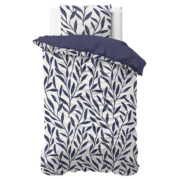 Set Lenjerie de pat, Sleeptime Pure Blue Willow Blue, Bumbac 100%, 140x200/220 cm, 1 Fata Perna 60x70 cm, Trendi, Respirabil