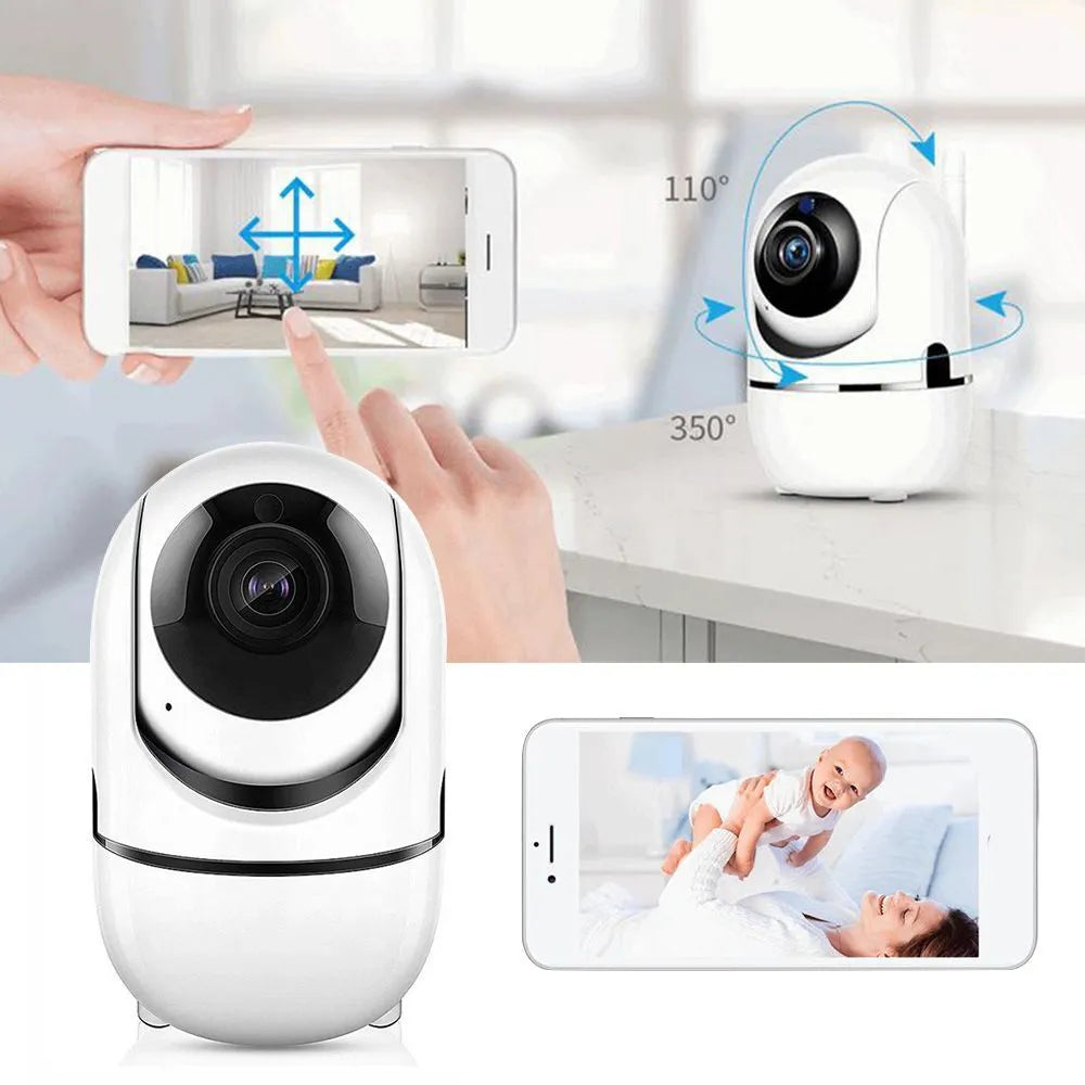 Camera WiFi IP Smart Baby Monitor HD Rotativa 355° cu Night Vision, Detectie Miscarare si Audio Bidirectional