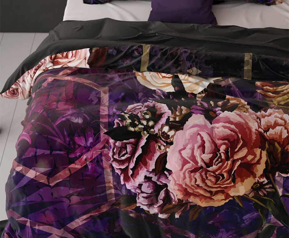 Set Lenjerie de pat, Sleeptime Marise Purple, Microfibra 100%, 140x200/220 cm, 1 Fata Perna 60x70 cm, Anti Alergic